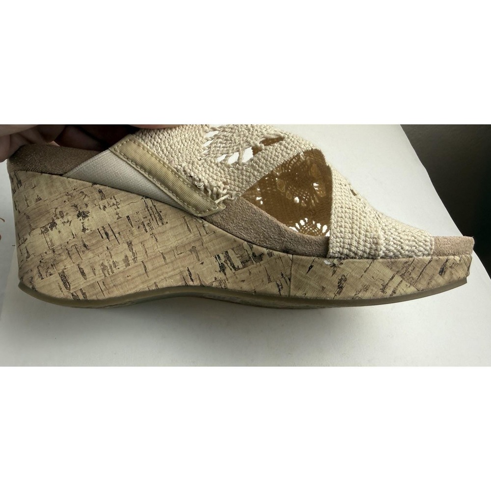 LifeStride Cream Donna Woven Crochet Cork Wedge Slide Sandals Womens Size 8.5 - Picture 9 of 9